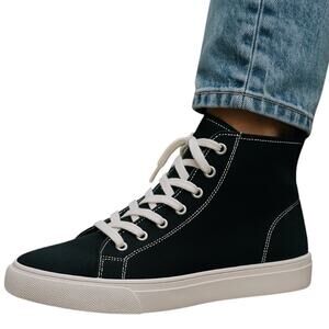 Old Navy Kids Black White Gender Neutral Canvas High Top Sneakers Size 3